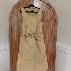 J. Crew Tan Double-Breasted Midi Dress w/ Pockets!
